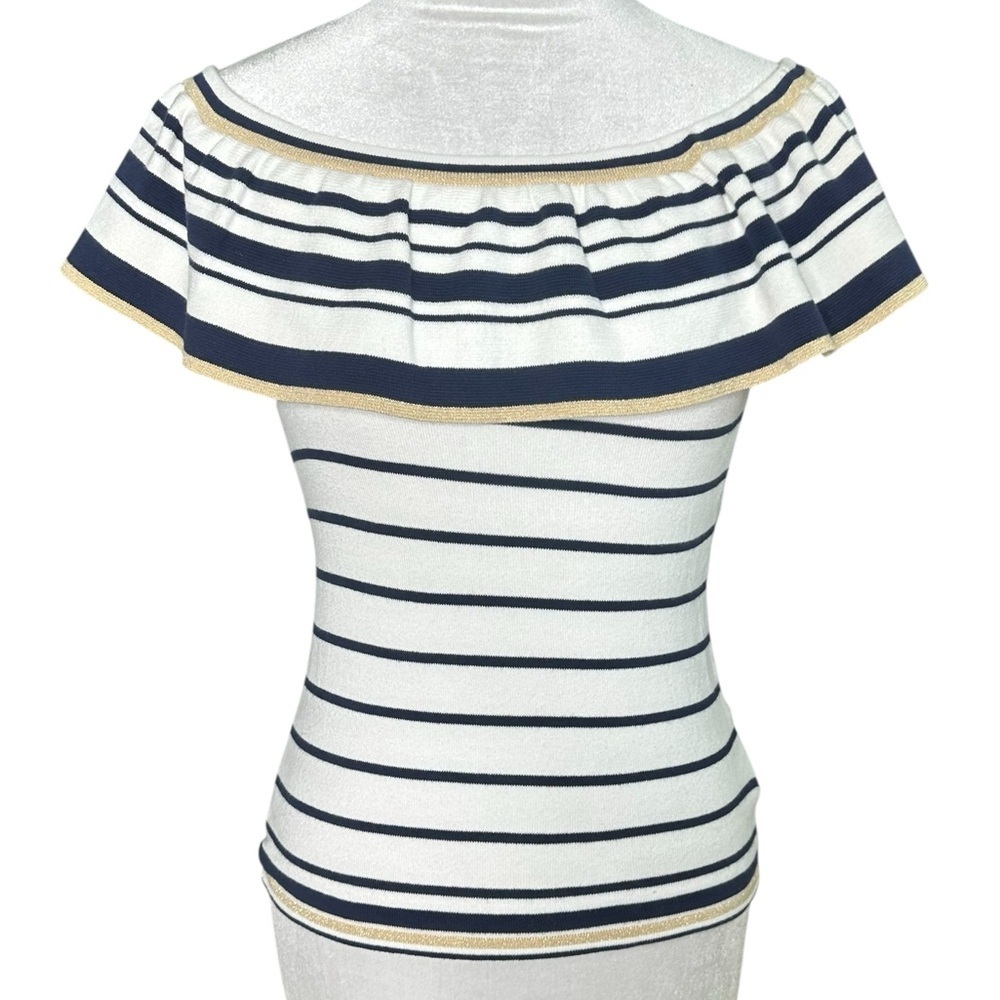NWT Lilly Pulitzer Perelle Off-Shoulder Sweater. Shining Sea Stripe. Size XXS - Picture 2 of 8
